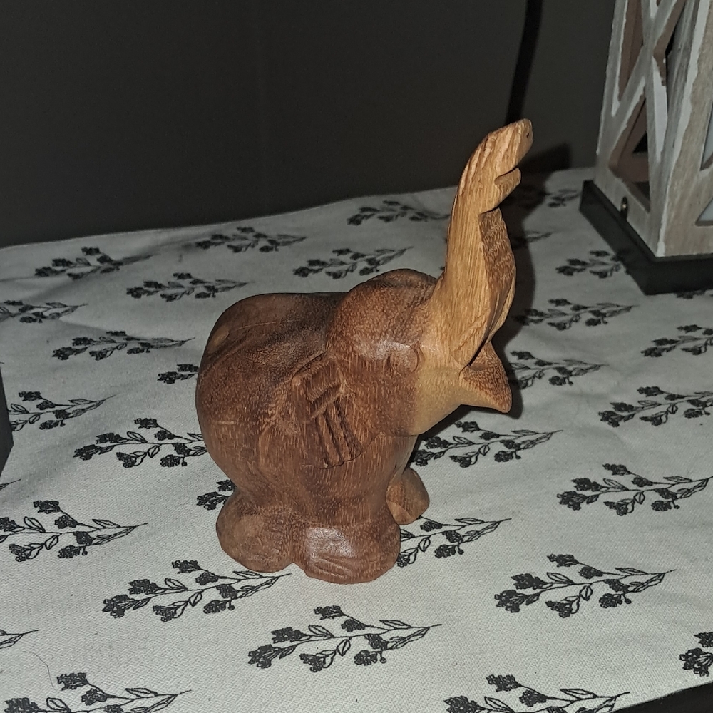 Wooden Elephant Figurine - Brown Home Accent